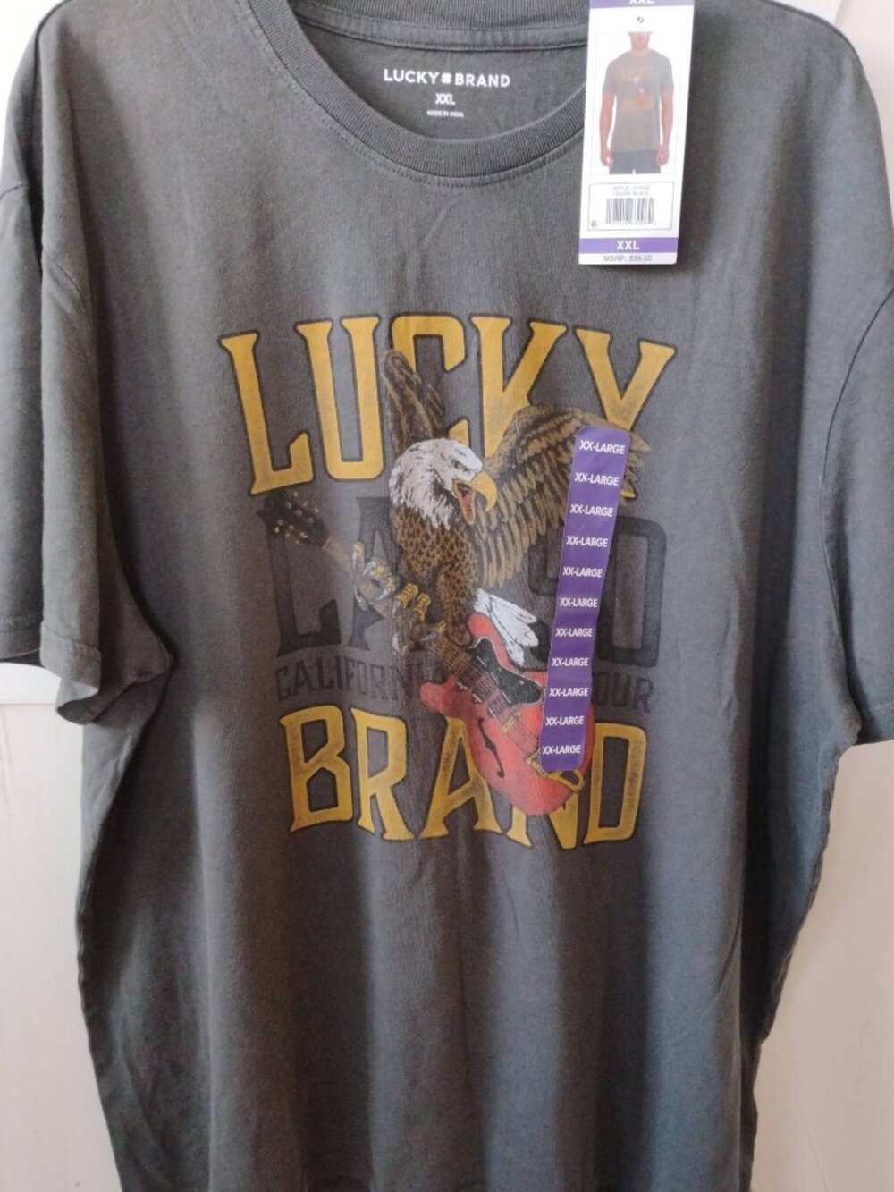 Men's Lucky Brand Olive Tee Shirt Graphic Eagle Print- 2XL- NWT